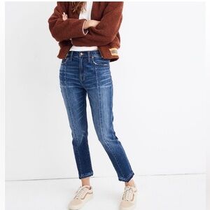 High-Rise Slim Straight Jeans in Dark Blue